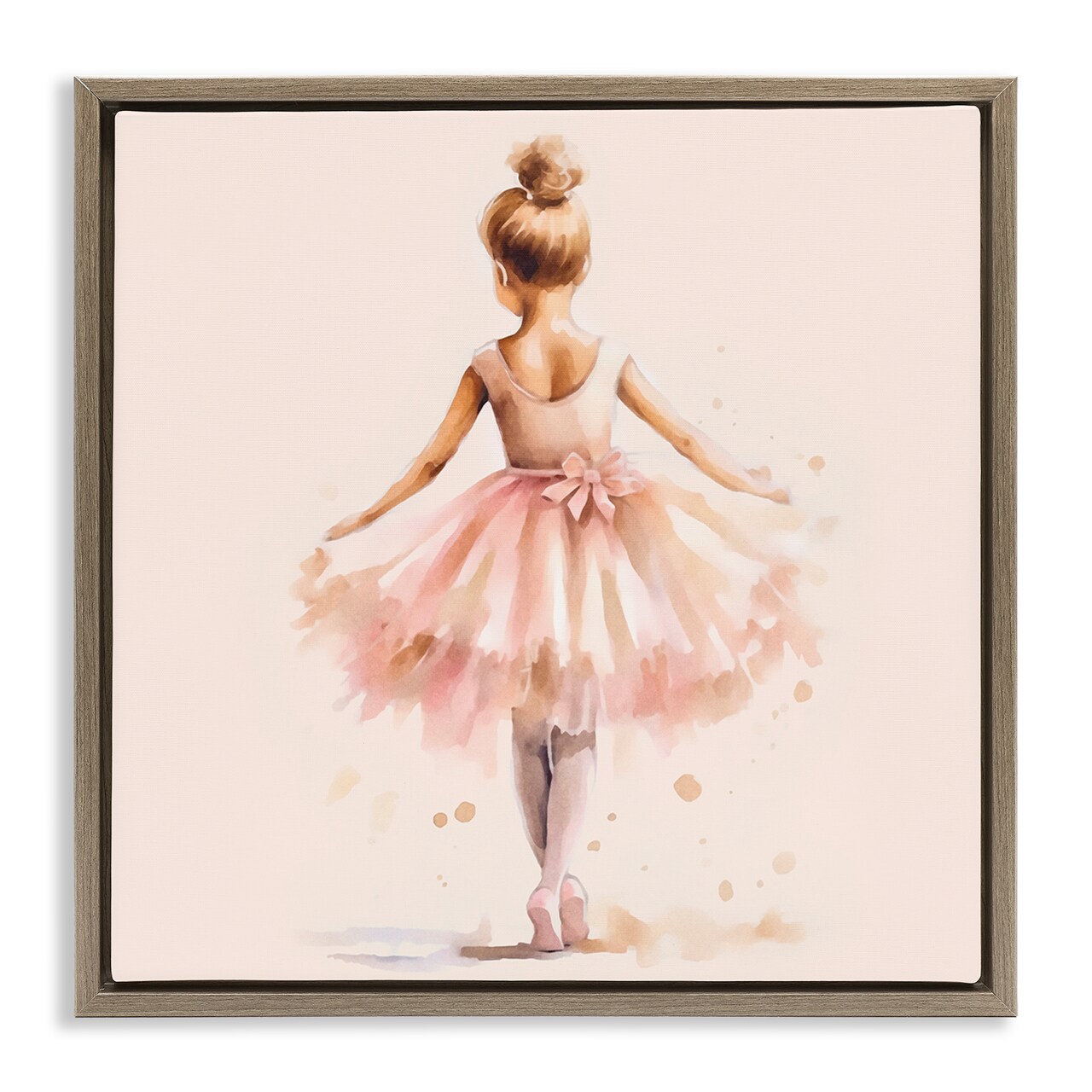 Stupell Industries Stepping Ballerina in Tutu Framed Floater Canvas Wall Art Design by Andrea Haase